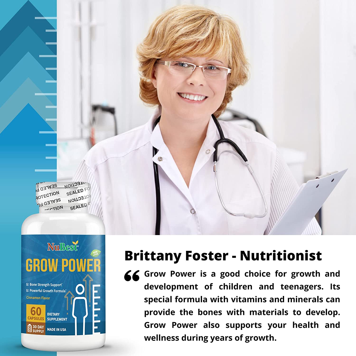 Increased Bone Health + Growth Supplement - Fights Osteoporosis with Plus Calcium